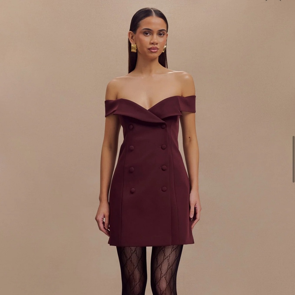 NEW W TAGS- MESHKI Noelle Off Shoulder Suiting Mini Dress